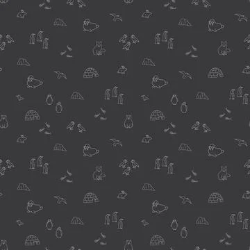 Polar animals seamless pattern. Cute Cartoon arctic animals background. Vec.. Stock Illustration