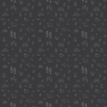 Polar animals seamless pattern. Cute Cartoon arctic animals background. Vecto Stock Illustration