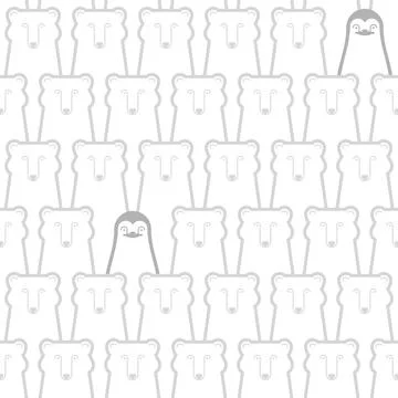 Polar bear and penguin pattern seamless. Beast background. Antarctica texture Stock Illustration