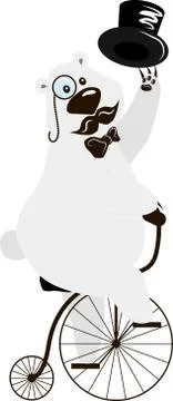 Polar Bear on a bicycle Stock Illustration