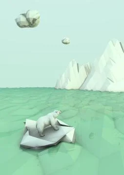 Polar bear castaway Stock Illustration