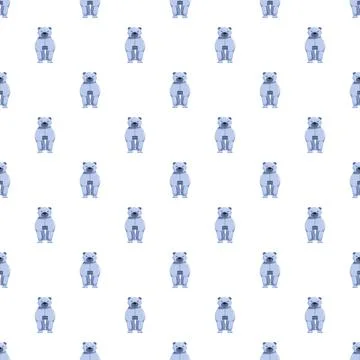 Polar bear characters seamless repeating animal pattern Stock Illustration