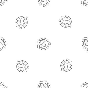Polar bear on circle pattern seamless vector Stock Illustration