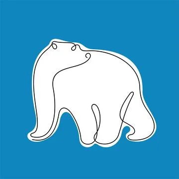 Polar bear continuous line vector illustration Stock Illustration