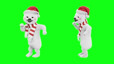 Polar bear dance loop with Christmas cap loop animation Stock Footage 256254203