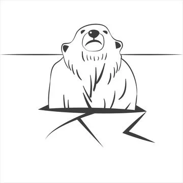 Polar bear emerging from the ice. Stock Illustration