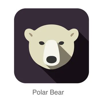 Polar bear face flat icon design. Animal icons series. 스톡 일러스트