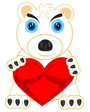 Polar bear with heart Stock Illustration