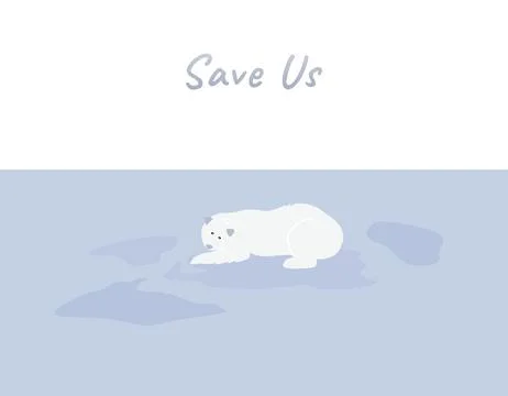 Polar bear on the iceberg vector for global warming campaign Stock Illustration