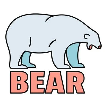 Polar bear icon with text on white background Stockillustratie