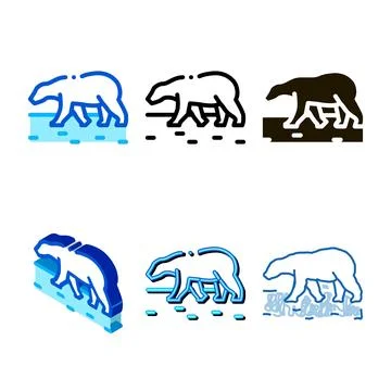 Polar bear icon vector outline symbol set Stock Illustration
