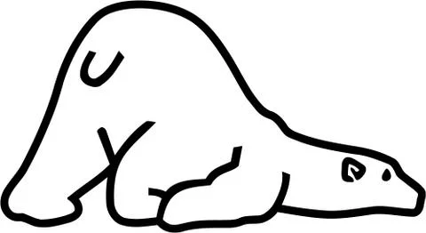 Polar bear lying head down Stock Illustration