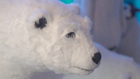 Polar bear made of plastic. at the children's party. doll. Stock Footage 123541121