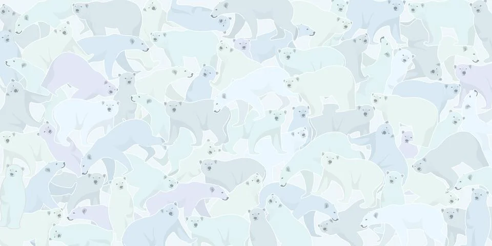 Polar bear pattern background monochromatic of light blue and green with wh.. Stock Illustration