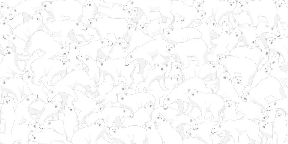 Polar bear pattern with gray color outline childish style on white backgrou.. Stock-Illustration