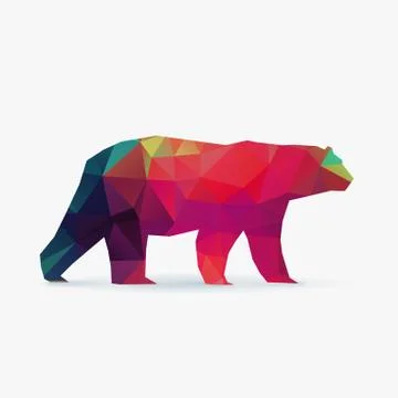 Polar bear polygon silhouette Stock Illustration