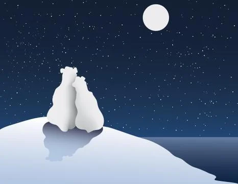 Polar Bear Romance Stock Illustration