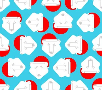 Polar Bear Santa Claus pattern seamless. Christmas and New Year background. B イラスト素材