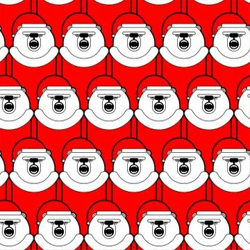 Polar Bear Santa Claus pattern seamless. Christmas and New Year background. B Stock Illustration