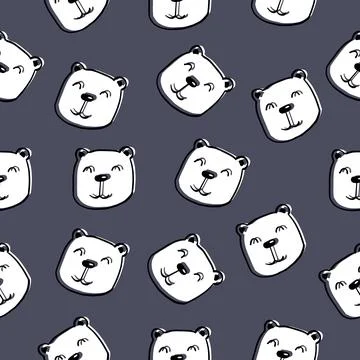 Polar bear seamless background repeating pattern, wallpaper background, cute Stock Illustration