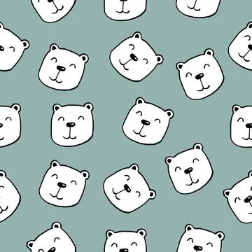 Polar bear seamless background repeating pattern, wallpaper background, cute Illustrazione stock