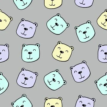 Polar bear seamless background repeating pattern, wallpaper background, cute 스톡 일러스트