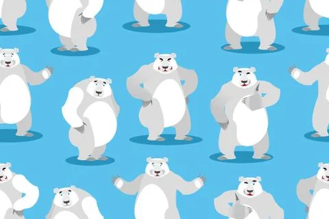 Polar Bear seamless pattern. Set a wild animal. Wild beast with white fur. Bi Ilustración de archivo