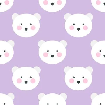 Polar bear seamless pattern, vector color illustration Stock Illustration