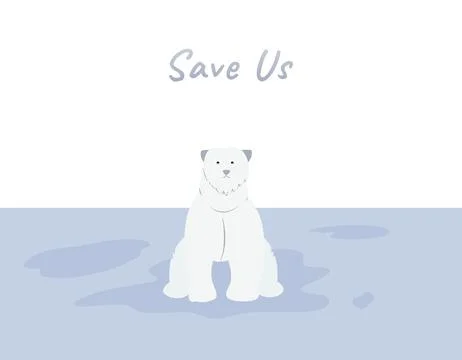 Polar bear sit on the iceberg vector for global warming campaign Stock Illustration
