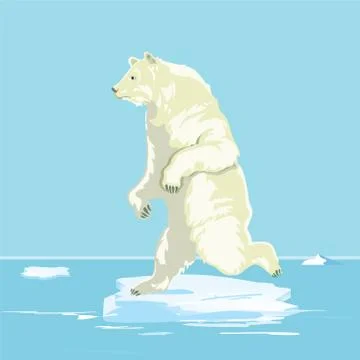 Polar bear on a small ice floe, illustration Stock Illustration