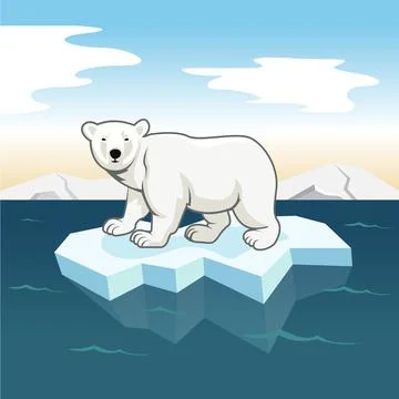 Polar bear standing on ice. Vector illustration Stock Illustration
