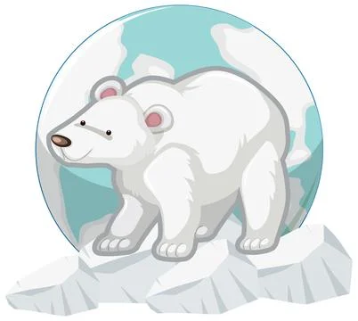 Polar bear standing on ice on white background Stock Illustration