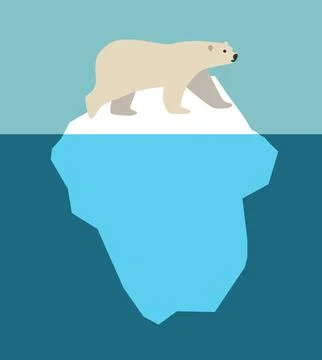 Polar bear stranded on an iceberg Stock Illustration