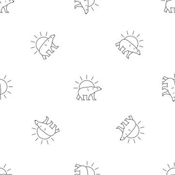 Polar bear on sun pattern seamless vector Stock Illustration
