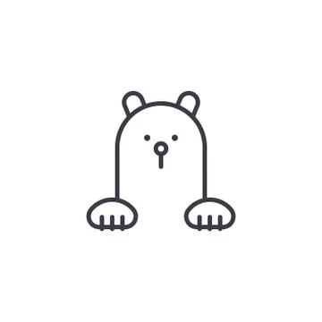Polar bear vector line icon, sign, illustration on background, editable strokes Stock Illustration