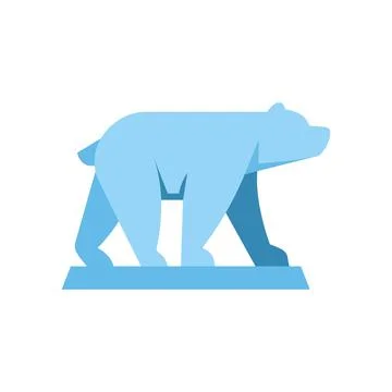 Polar bear walking on ice floe, geometric illustration Stock Illustration