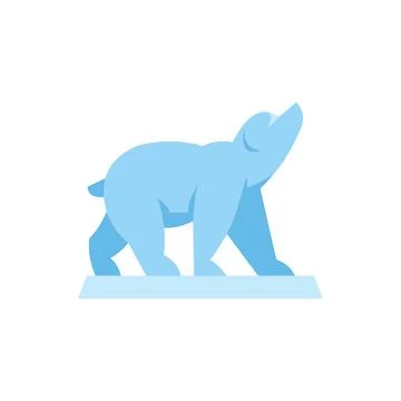 Polar bear walking on ice floe and looking up Stock Illustration