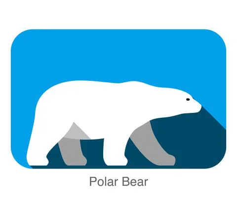 Polar bear walking side flat 3D icon design, vector illustration Stock Illustration