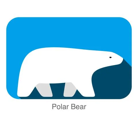 Polar bear walking side flat 3D icon design, vector illustration Illustrazione stock