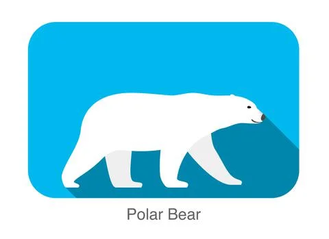 Polar bear walking side flat 3D icon design, vector illustration Stock Illustration