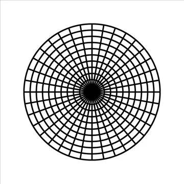 Polar grid of 10 concentric circles and 10 degrees steps Stock Illustration