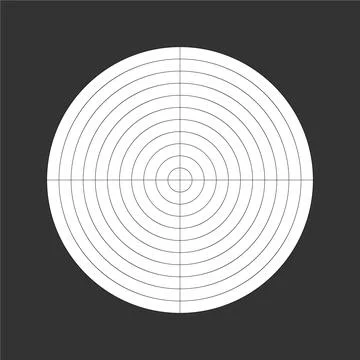 Polar grid of 10 concentric circles and 90 degrees steps. Stock Illustration