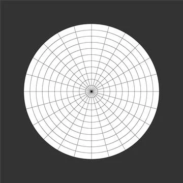 Polar grid of 10 concentric circles and 15 degrees steps Stock Illustration
