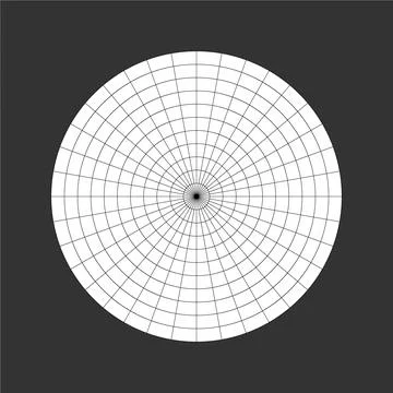 Polar grid of 10 concentric circles and 10 degrees steps Stock Illustration