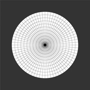 Polar grid of 10 concentric circles and 5degrees steps Stock Illustration
