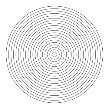 Polar grid of 19 concentric circles. Circle diagram divided on nineteen segments Stock Illustration