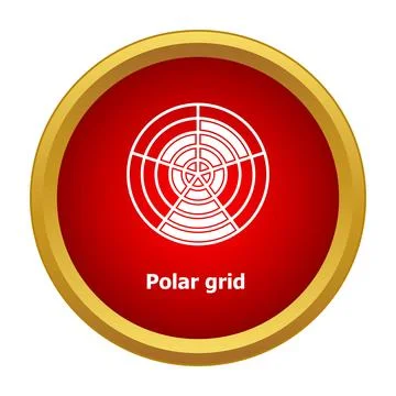 Polar grid graphic icon on red button Stock Illustration