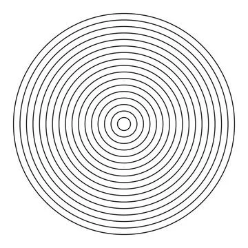 Polar grid pattern of 16 concentric circles. Wheel of life, habits tracker. Stock Illustration