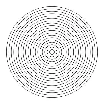 Polar grid pattern of 18 concentric circles. Wheel of life outline template Stock Illustration