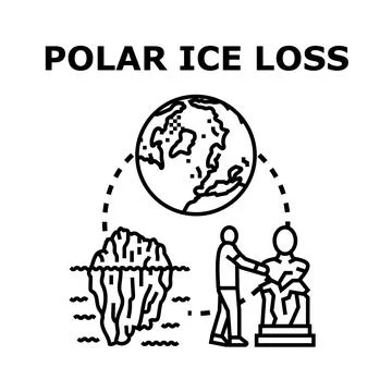 Polar ice loss concept impacting global environment and humanity Stock Illustration